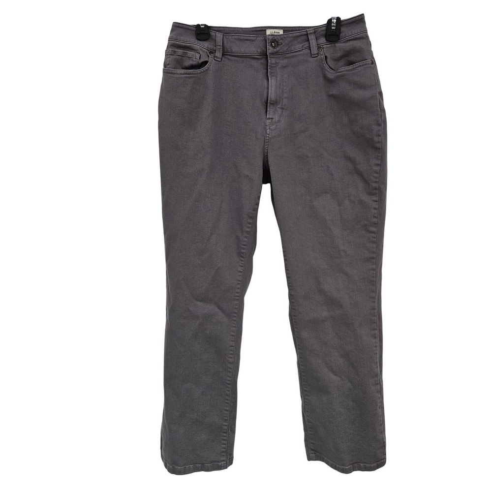 L.L. Bean Jeans Womens 14 Gray Classic Fit High Rise Straight Stretch Denim